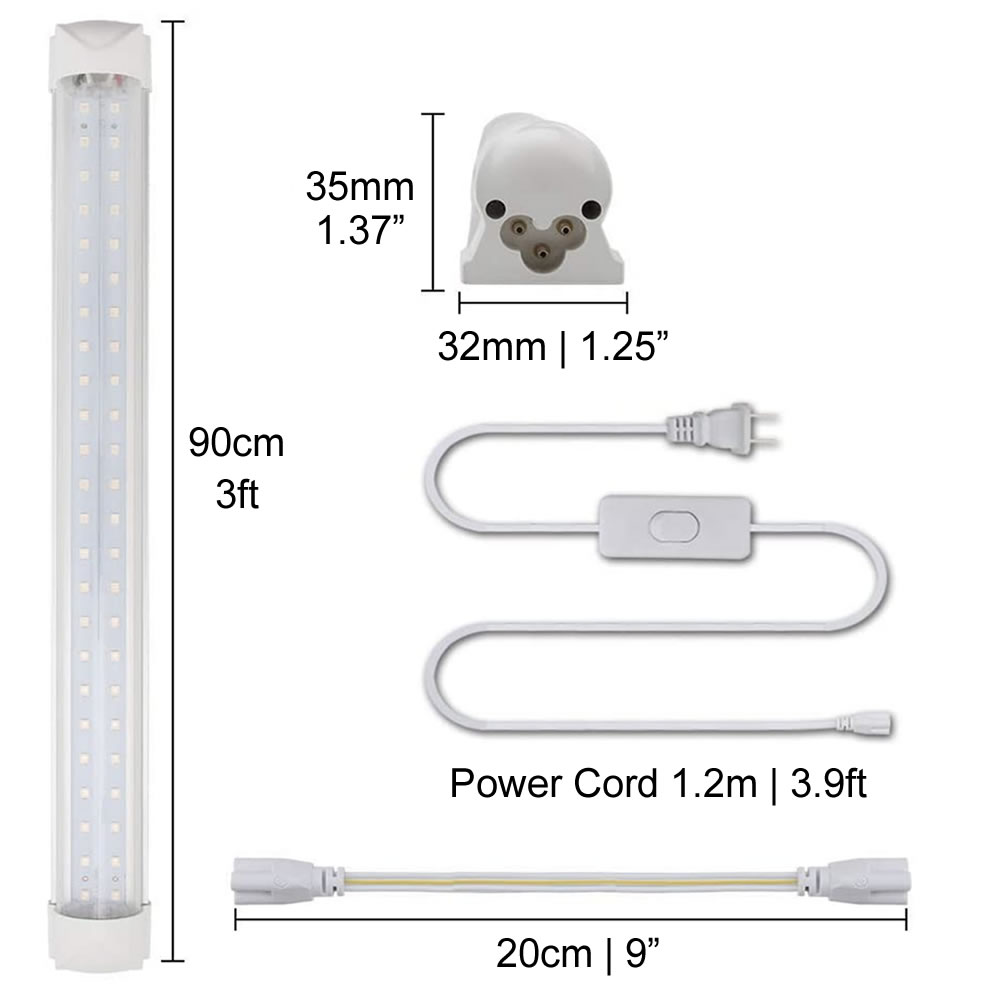 LED Grow Lights Strips, 90 cm, Pack of 9 dimensions and specifications